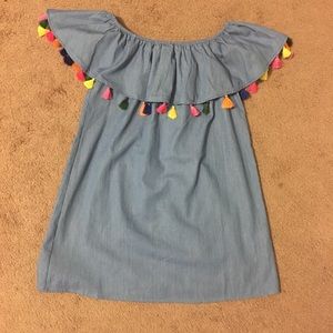 Chambray tassel tunic dress